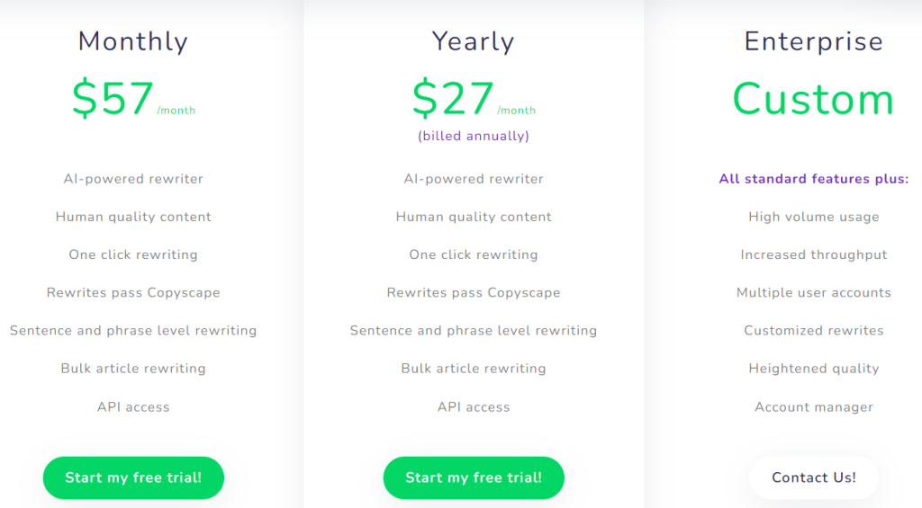 Word ai Pricing Plan