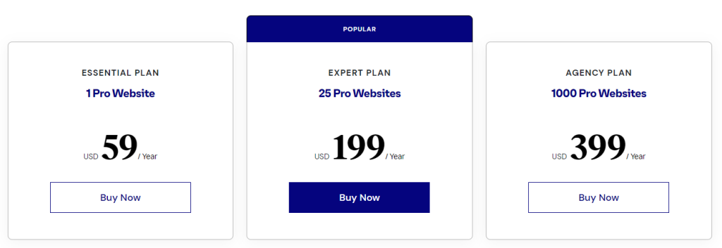 Elementor Pro Pricing Plan