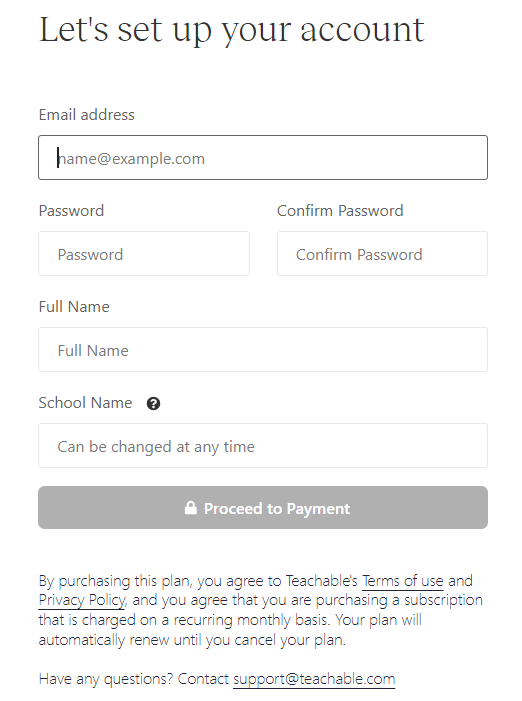Teachable Create Your Account