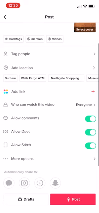 Click on the Save as Draft option next to the Share Video option. 