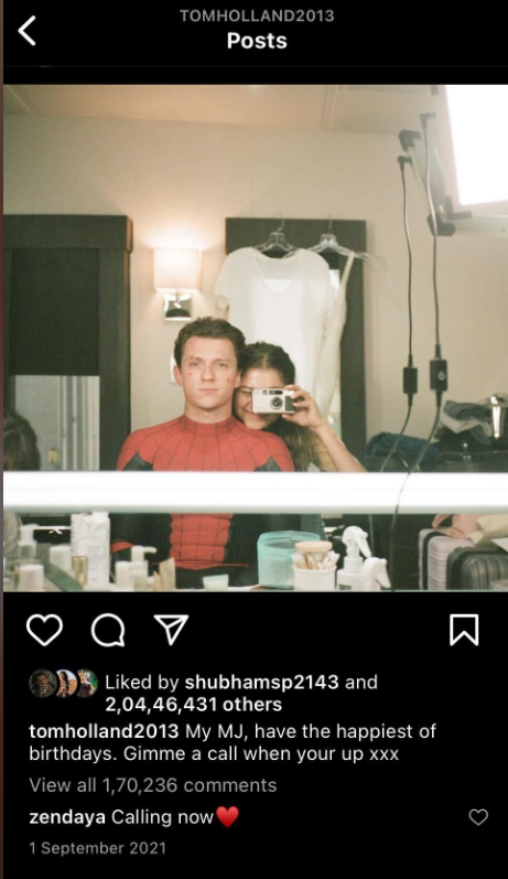 Tom Holland’s 2021 post