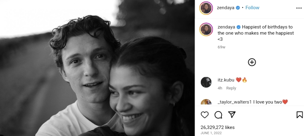 Zendaya's Birthday Post for Tom Holland