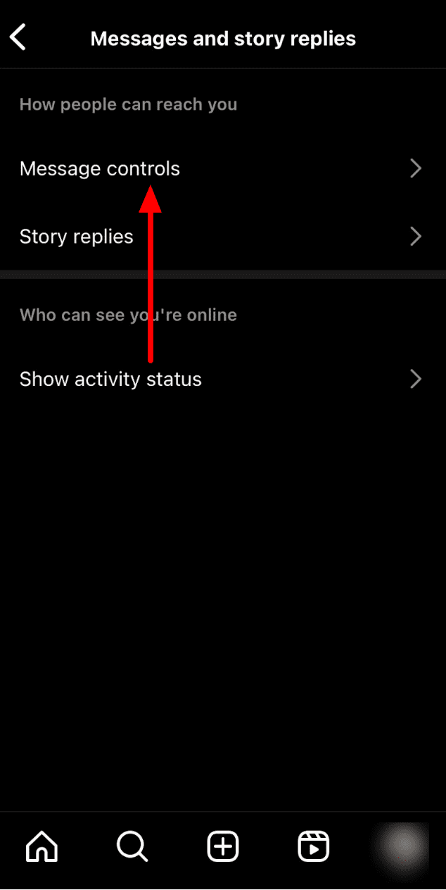 Click on the message control- Why can't I react to messages on Instagram