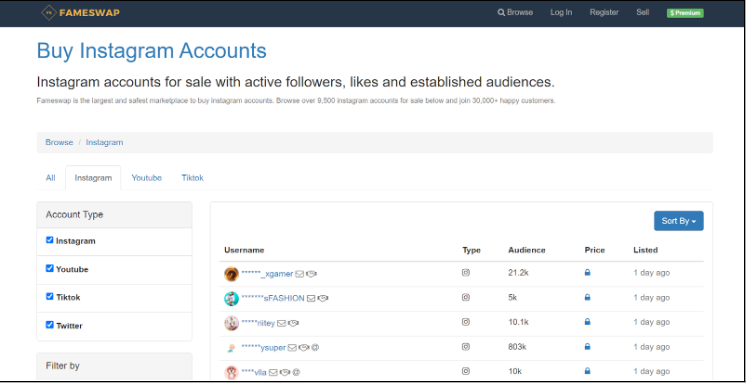 How To Buy Instagram Account - Fameswap
